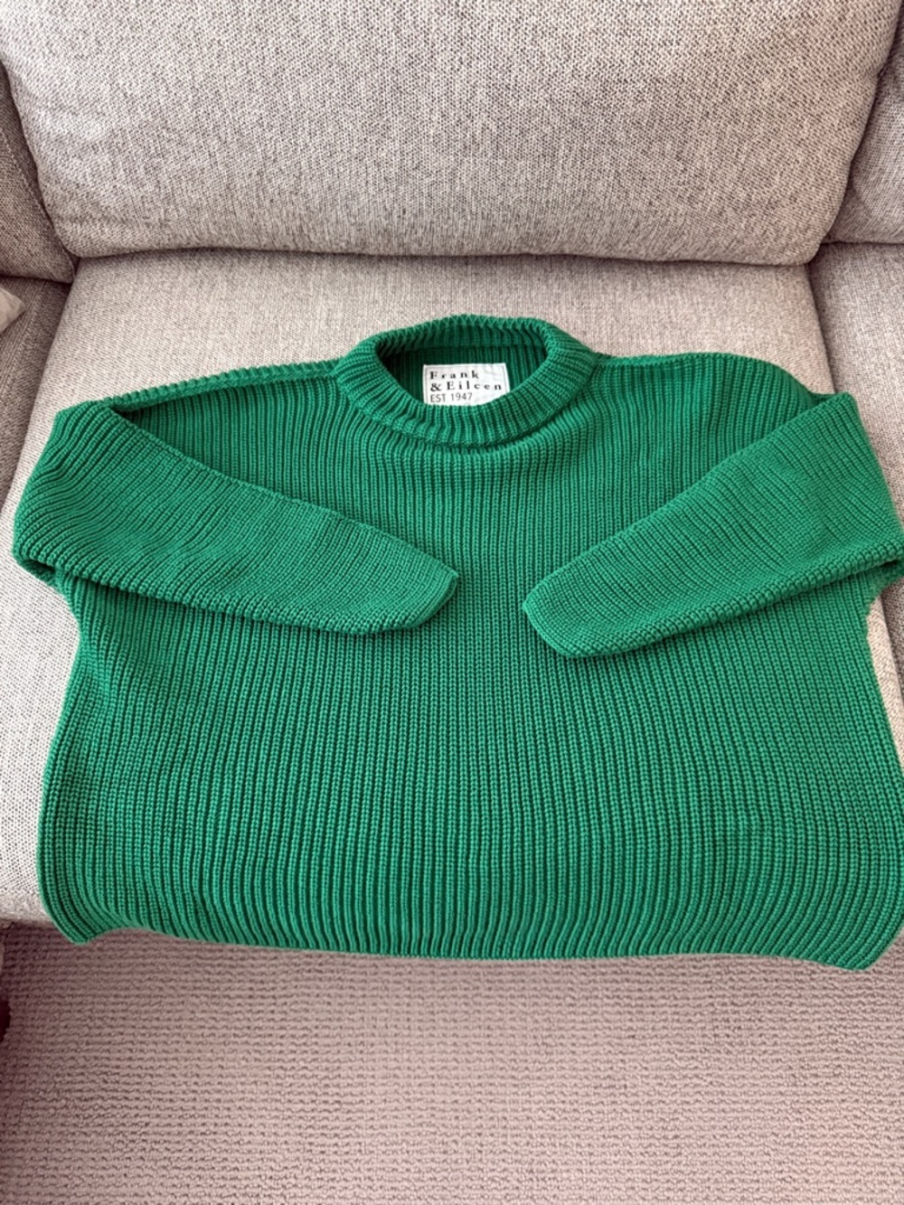 Frank & Eileen Emerald Green Ribbed Crewneck Sweater